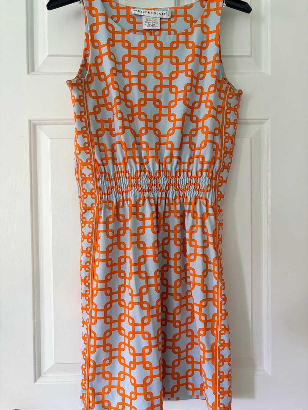 Gretchen Scott Designs Orange Link-Print Sleeveless Mini Dress